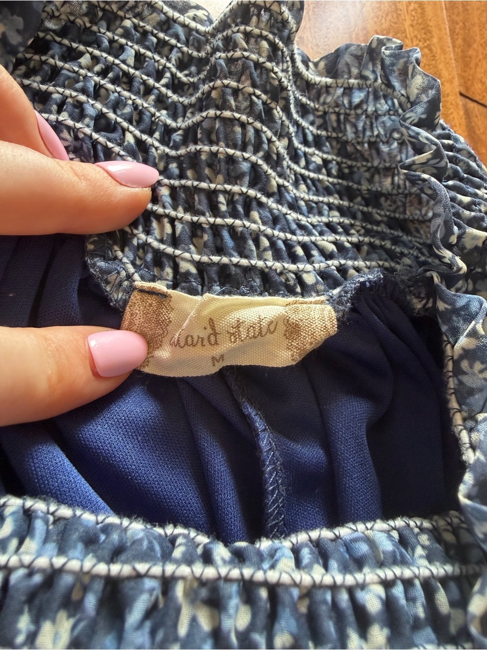 Altar’d State Smocked Waist Blue Floral Ruffle Skirt - Picture 3 of 3